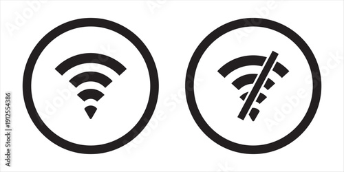 Wi-Fi and no connection icon.no wi-fi icon set.
