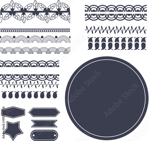 Seamless black lace edge illustrations for creative border design vector
