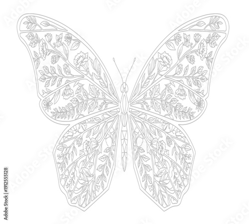 Intricate butterfly drawing with detailed patterns