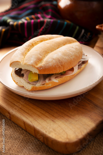 Wallpaper Mural Mexican ham sandwich, in Mexico it is called Torta de Jamon, it is the most popular of the Mexican Tortas and the recipe varies depending on who prepares it, made with bolillo o telera bread. Torontodigital.ca