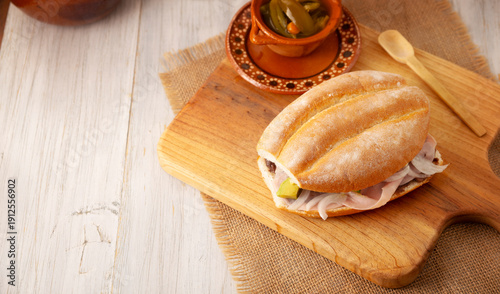 Wallpaper Mural Mexican ham sandwich, in Mexico it is called Torta de Jamon, it is the most popular of the Mexican Tortas and the recipe varies depending on who prepares it, made with bolillo o telera bread. Torontodigital.ca