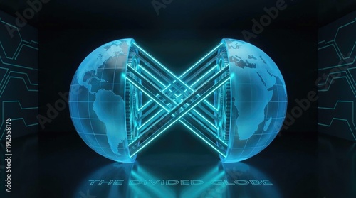 Wallpaper Mural Divided Globe Stock Photo – Futuristic World Split Concept Image Torontodigital.ca
