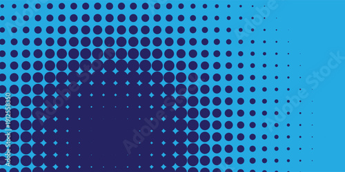 Abstract Azure Blue Background with Bold Midnight Blue Halftone Dots