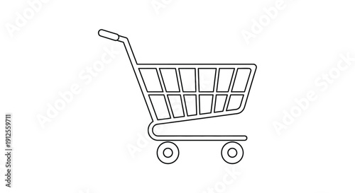 Simple line drawing of a shopping cart minimalist style silhouette