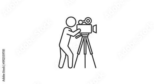 A filmmaker operating a camera on a tripod silhouette