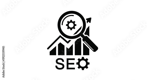 Search engine optimization concept with a magnifying glass silhouette