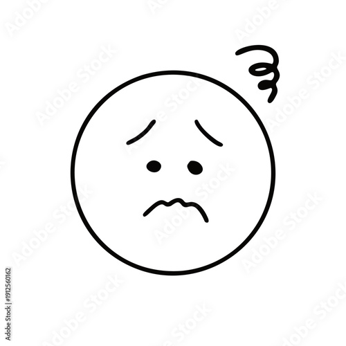 troubled and worried face icon　トラブルや悩みを表すシンプルな困る顔の手書きアイコン