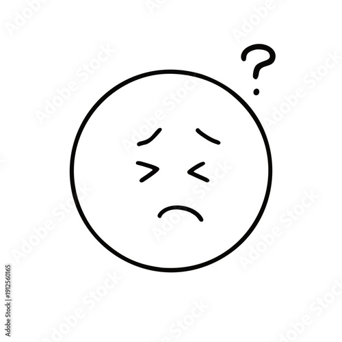 troubled and error face icon　トラブルやエラーを表すシンプルな困る顔の手書きアイコン