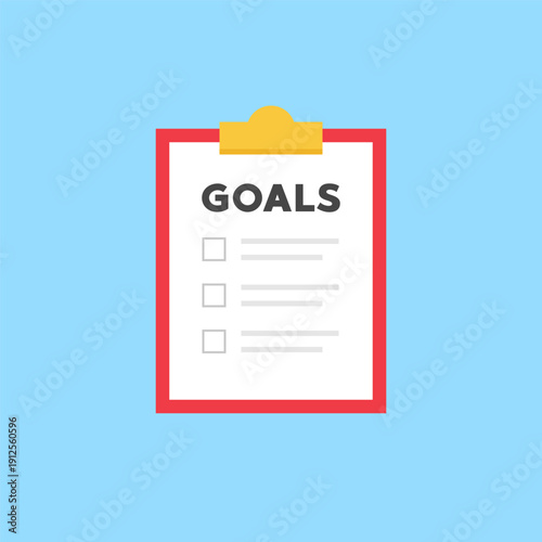 Goals Planning Clipboard Flat Design Vector