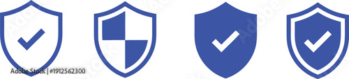 Security Shield Icons | Protection Checkmark Set | Cyber Safety Symbols