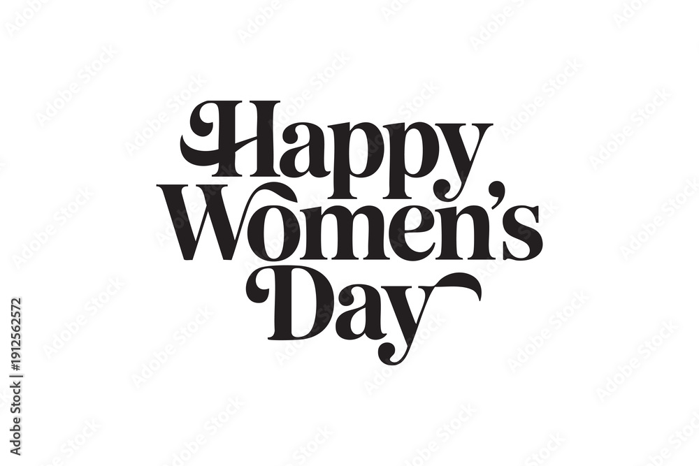 Fototapeta premium Happy Women’s Day Typography Design – Elegant Feminine Calligraphy Lettering Art