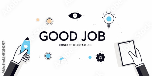 Illustration celebrating success with abstract elements and positive messaging