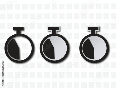 Black and White Stopwatch Illustration Set