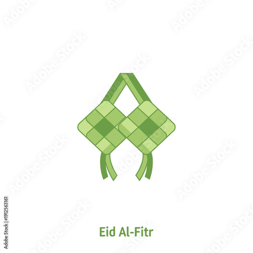 Ketupat food, traditional malay cuisine for Eid Al-Fitr celebration, green diamond shape rice cake