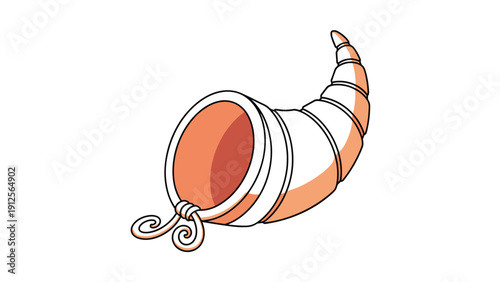 Classic illustration of an empty cornucopia horn of plenty signifies harvest abundance and is a symbol of thanksgiving celebrations.