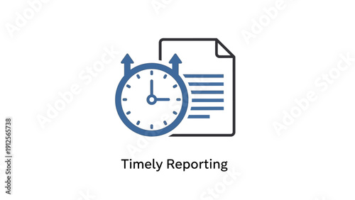 Clock and Document Timely Reporting Icon.