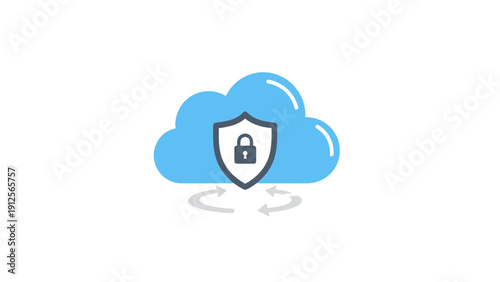 Cloud Security Shield Protection Lock Icon.