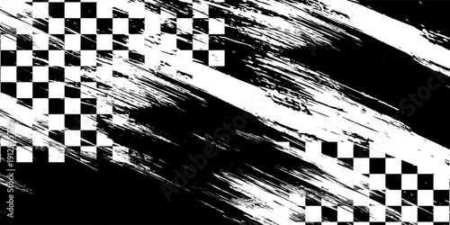 Race flag grunge background, car rally or motocross finish flag with vector checker pattern. Grunge race flag for car racing sport or bike speedway, motorsport
