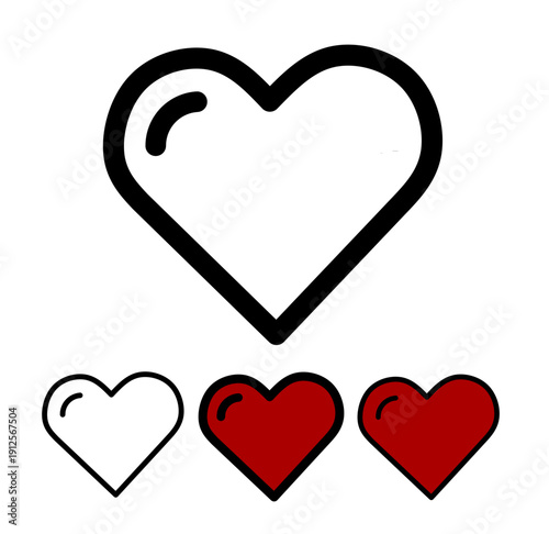 Vector illustration of a set of hearts. Heart icon set for health status, gaming life bar, love symbols, and creative ui design