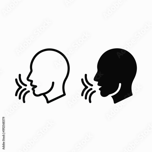 Speaking Head Profile Vector Icons