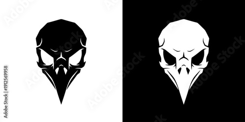 Black and White Skull Illustration Set.