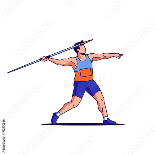 Athlete throwing javelin in athletic competition, dynamic pose, focus on sport