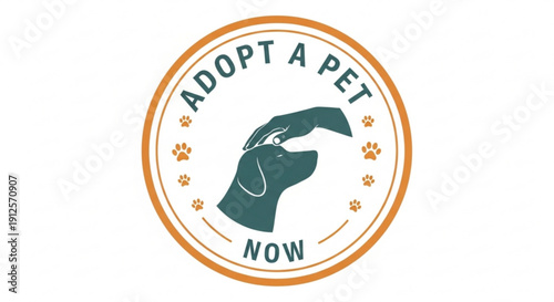 Pet Adoption Logo with Hand Holding Dog Head Icon