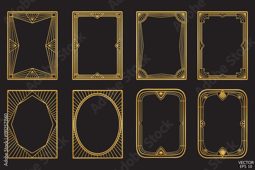 Premium gold geometric frames are isolated on black background. Luxury golden borders for invitations, luxury templates, and decorative patterns. 3D vector illustration.