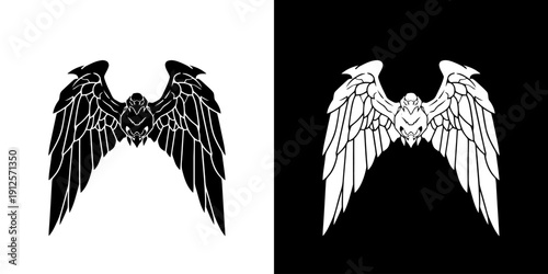 Black and White Angel Wings Illustration.