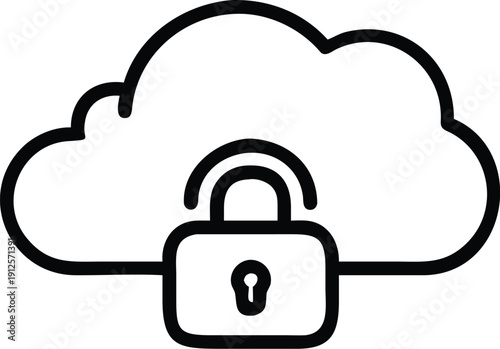 A graphic of a cloud with a padlock symbolizing secure cloud storage
