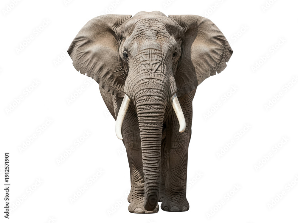 Fototapeta premium A large gray elephant standing isolated on transparent background