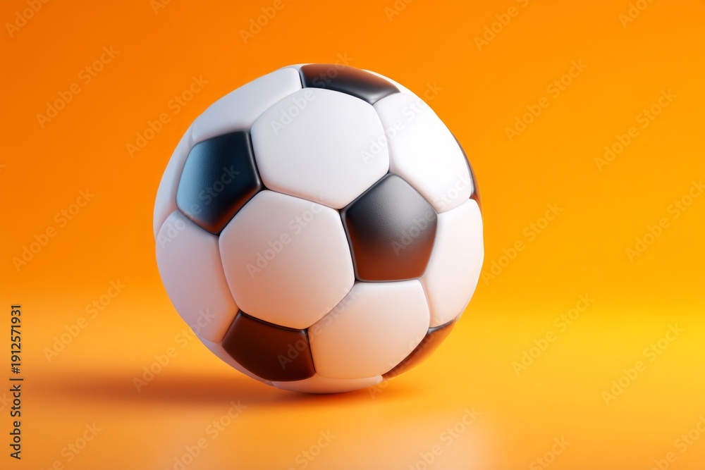 Naklejka premium 3D Clay Soccer Ball Icon with Vibrant Orange Background for Advertisement Use