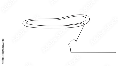 One Line Drawing of Clawfoot Bathtub Animation. 4k