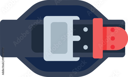 Flat Vector Illustration of Car Seat Belt Buckle for Safety and Transportation Concepts