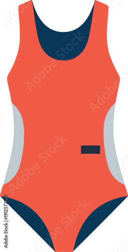 Modern Red One Piece Swimsuit Vector Illustration for Summer Fashion and Beachwear Design