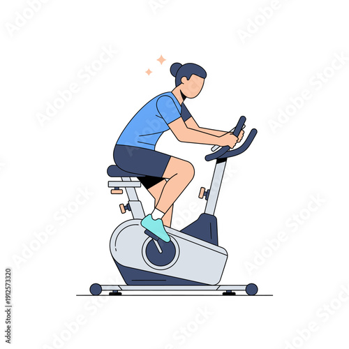Woman exercising on stationary bike, fitness, healthy lifestyle, indoor cardio workout