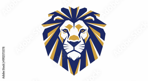 Stylized Lion Head Emblem with Blue and Gold Mane.