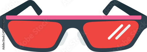 Trendy Red Sunglasses Vector Icon – Modern Flat Design Eyewear Illustration for Summer Fashion