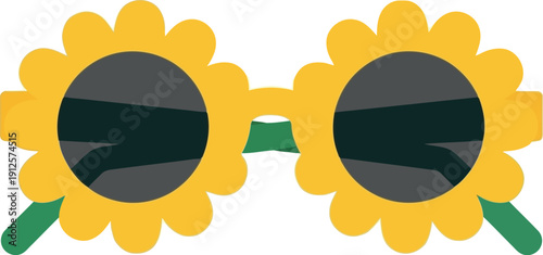 Trendy Sunflower Shaped Sunglasses Vector Illustration for Summer Fashion and Floral Accessories