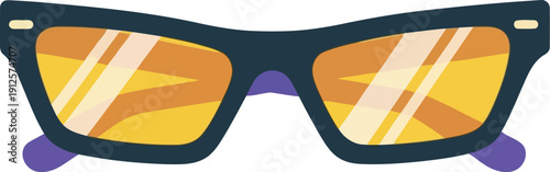 Trendy Vector Sunglasses Illustration with Yellow Lenses for Summer Fashion and Accessories Design
