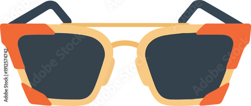 Trendy Retro Sunglasses Vector Icon – Modern Summer Eyewear Illustration for Fashion Design