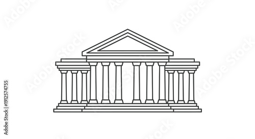 Classical building with columns a minimalist architectural silhouette