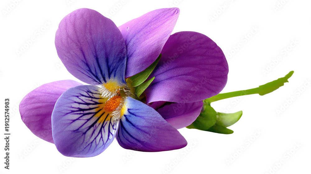 Obraz premium Vibrant Violet: A close-up view unveils the intricate beauty of a single violet, showcasing its delicate petals and vibrant hues.