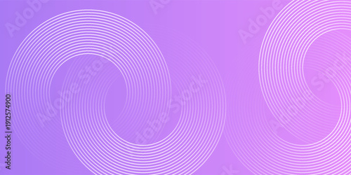 Abstract circle lines on pink and purple background. Geometric stripe line art design for poster, brochure, cover, website, header, web banner, presentation.