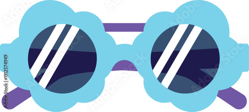 Trendy Blue Flower Shaped Sunglasses Vector Illustration for Summer Fashion Design