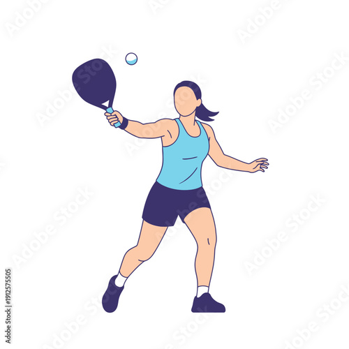 Woman playing padel tennis, hitting ball with racket, active lifestyle, sport concept