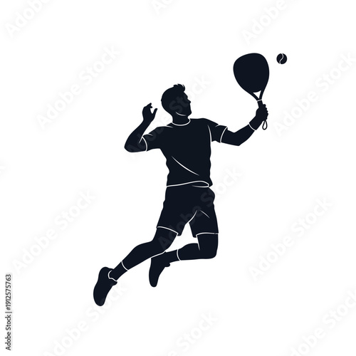 Padel Tennis Player Jumping Smash Action Silhouette