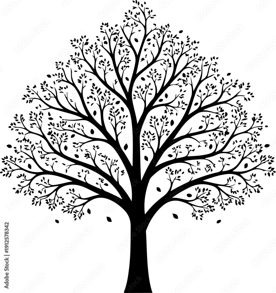 Obraz premium vector tree silhouette with leaves