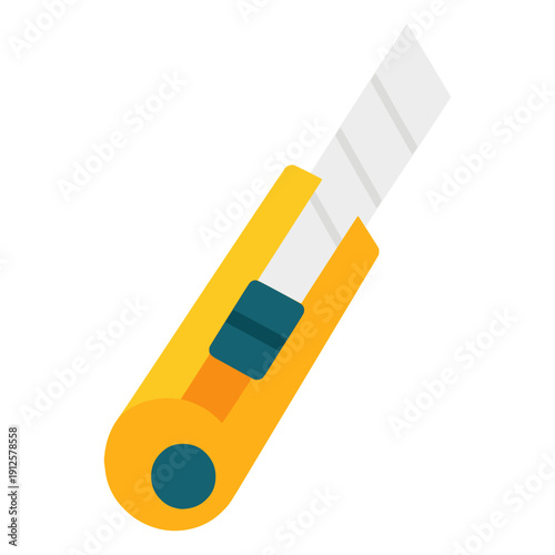 Fotografía Stationery knife cutter tool for office school flat color vector illustration te