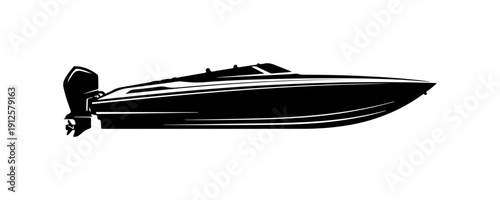 Modern Motor Yacht Silhouette Vector Illustration